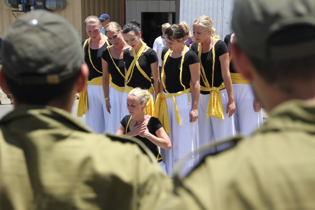 Dancing at an IDF base in Israel. 